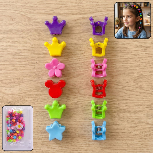 Set of colorful mini hair claw clips by Wukusy, featuring vibrant plastic clips for stylish hair accessories.