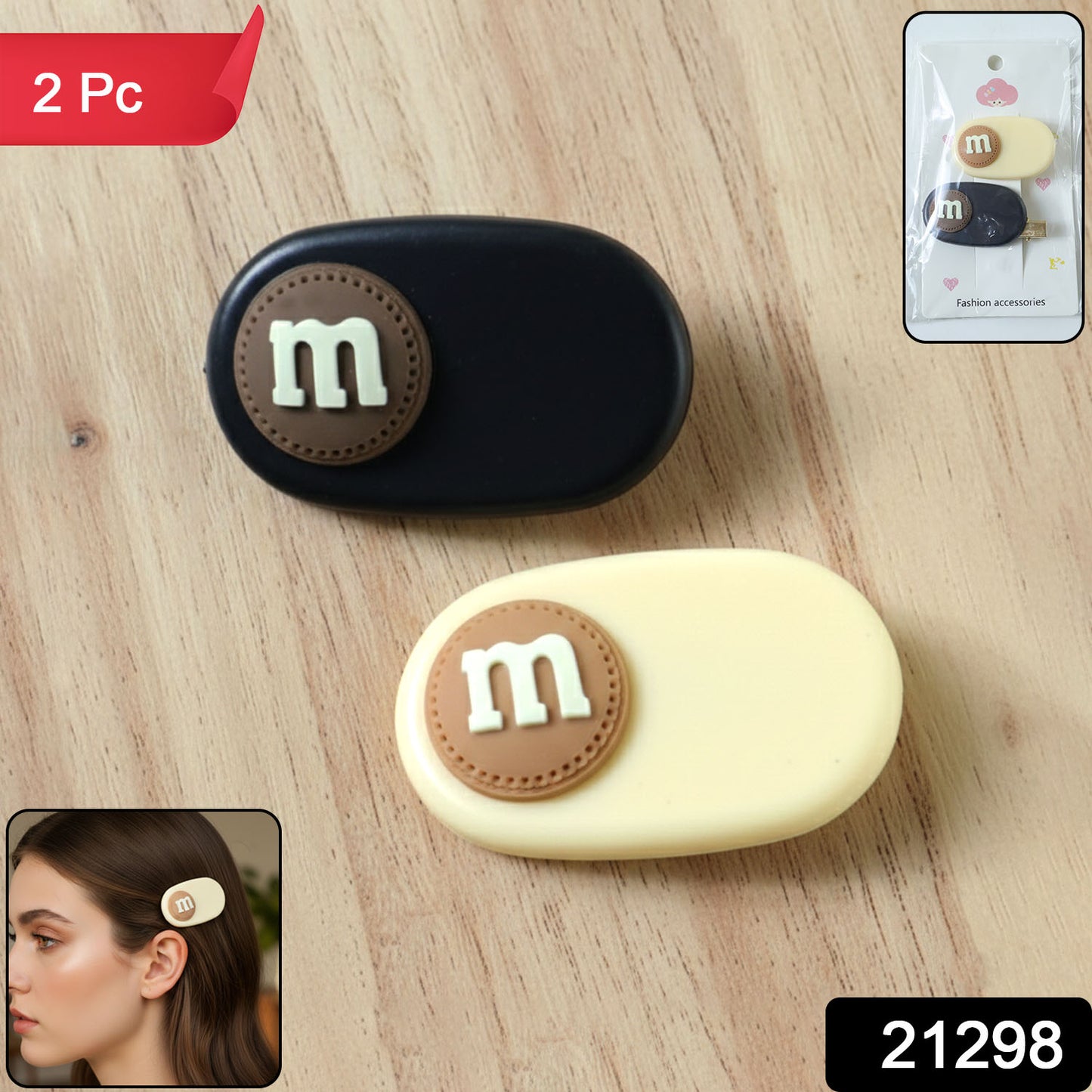 Set of two Wukusy alphabet letter decorative hair clips featuring colorful, playful designs for children's hair accessories.