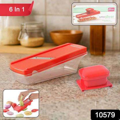 Wukusy Supermom vegetable and dry fruit slicer for home kitchen, showing multiple blades for efficient slicing of vegetables and fruits.