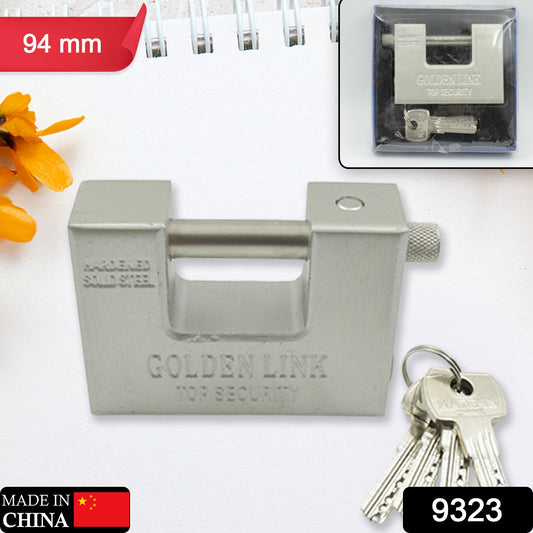 Wukusy 9323 stainless steel padlock with rectangular shape, 5 keys, waterproof, rust-resistant, ideal for outdoor gates and sheds