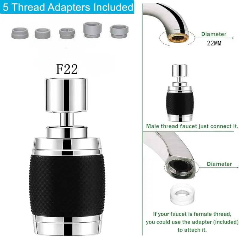 360° swivel kitchen tap spray head attachment from Default Vendor, showing a chrome faucet sprayer with flexible hose for kitchen use.