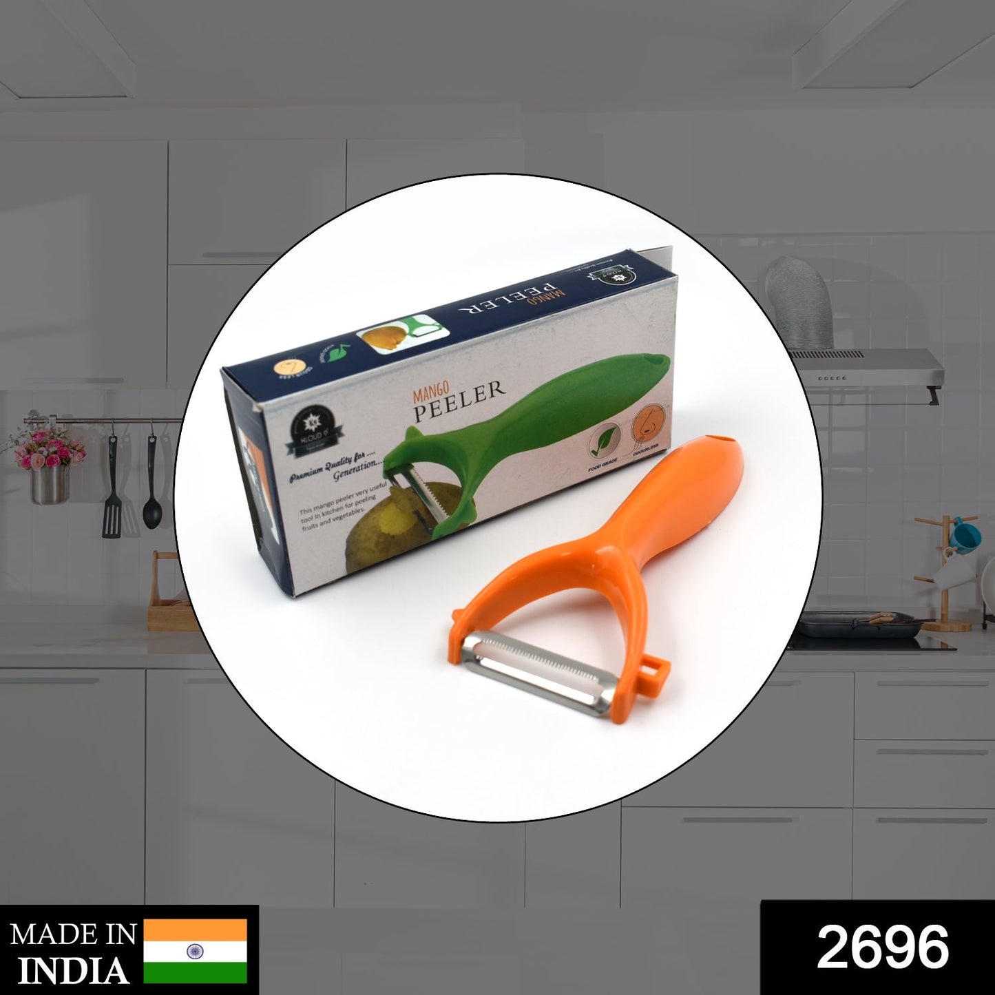 Wukusy vegetable and fruit peeler for kitchen use, featuring a ergonomic handle and sharp blade for efficient peeling.
