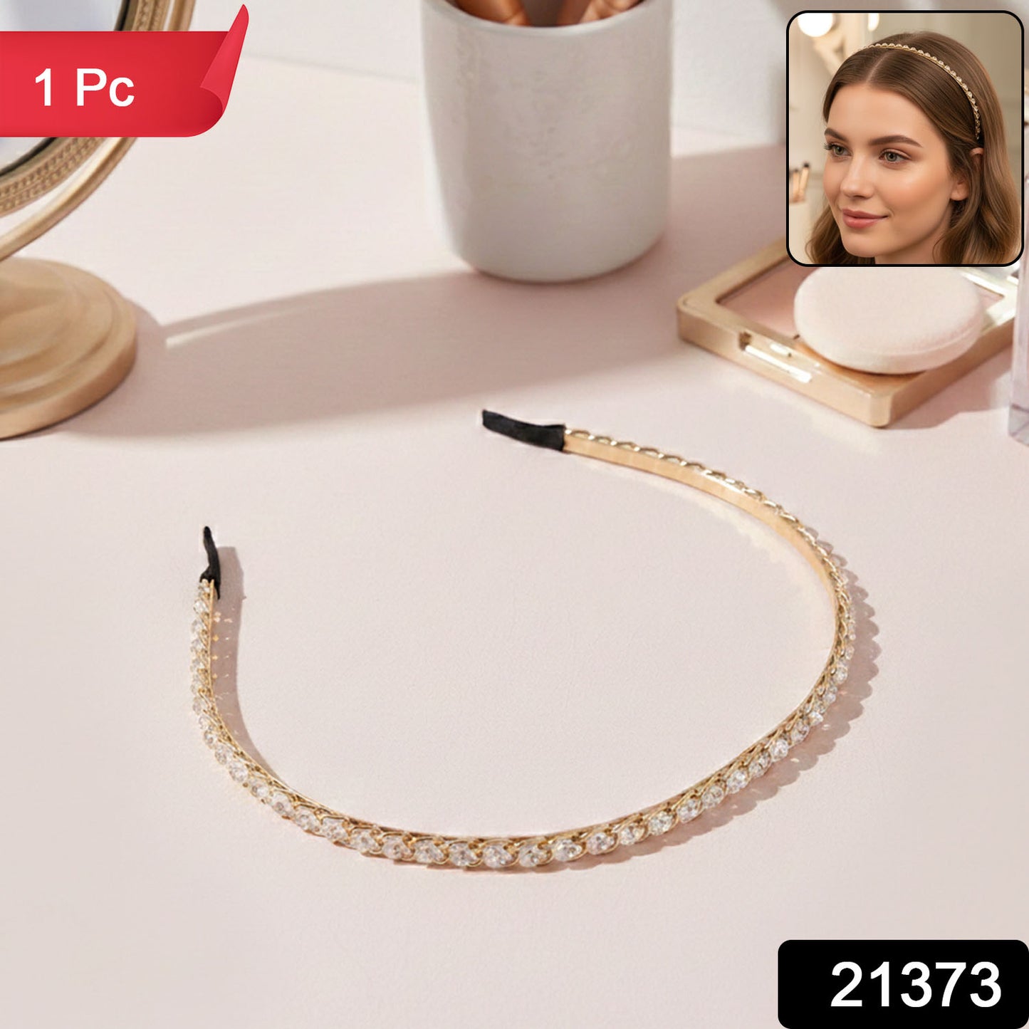 Elegant crystal-studded metal hair band from Wukusy, featuring intricate design and sparkling embellishments for a stylish look.