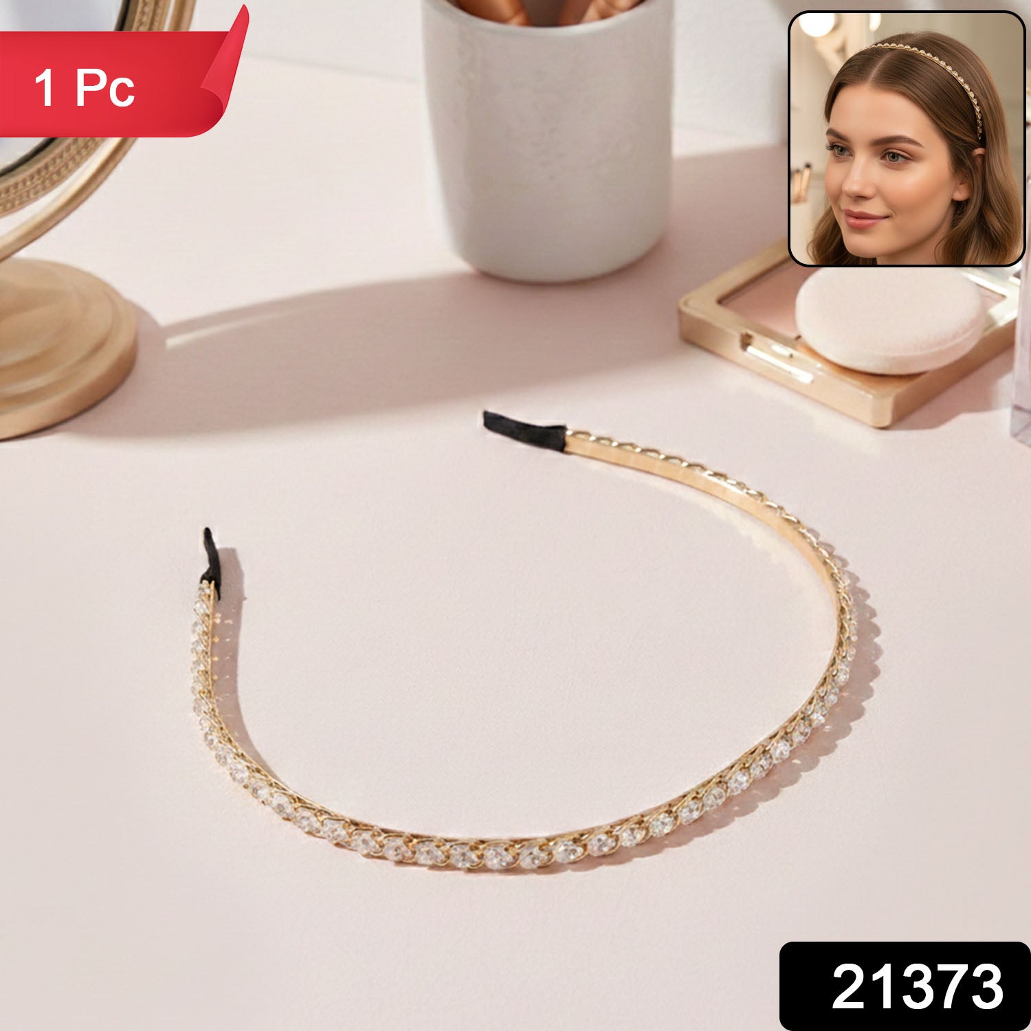 Elegant crystal-studded metal hair band from Wukusy, featuring intricate design and sparkling embellishments for a stylish look.