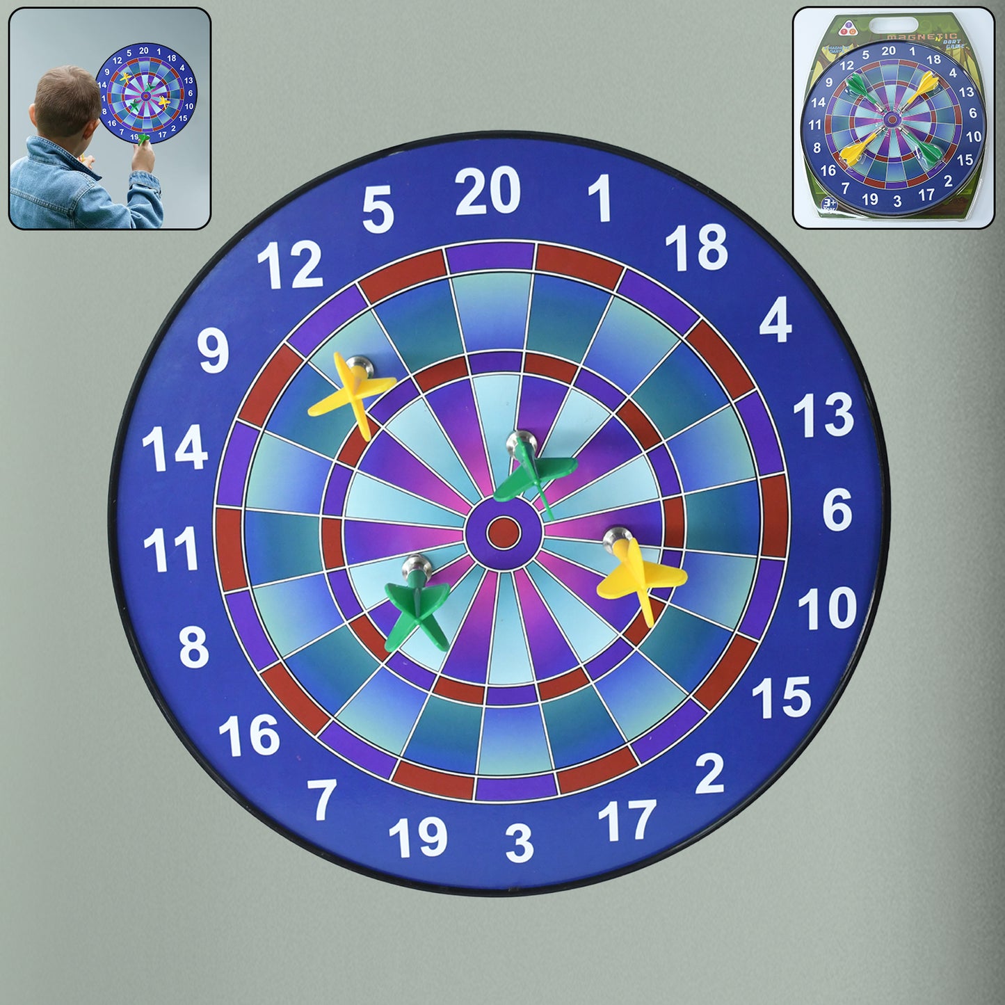 Wukusy magnetic dartboard game set for kids and adults, featuring a colorful board with magnetic darts attached for safe play