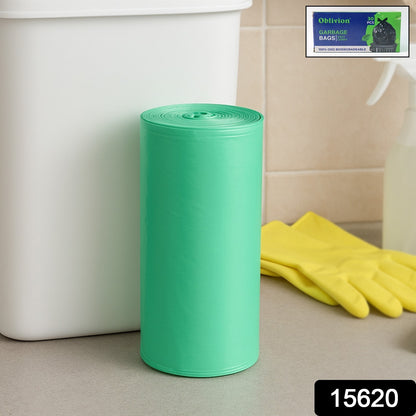 Green biodegradable trash bags roll by Wukusy, eco-friendly garbage bags for home use, 19x21 inches.