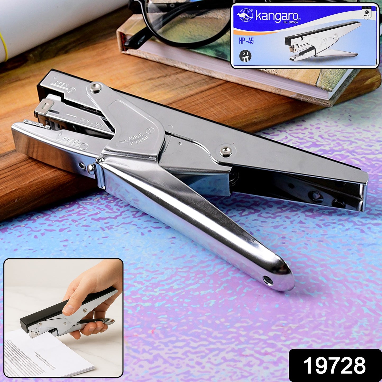 Wukusy Kangaro HP-45 heavy duty plier stapler with metal body, designed for heavy-duty stapling tasks, shown in the image.