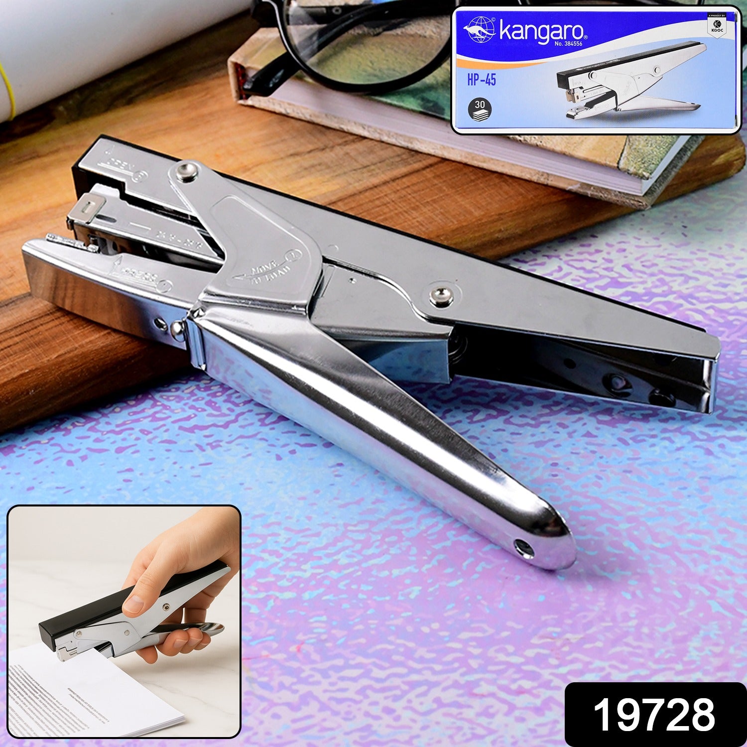 Wukusy Kangaro HP-45 heavy duty plier stapler with metal body, designed for heavy-duty stapling tasks, shown in the image.