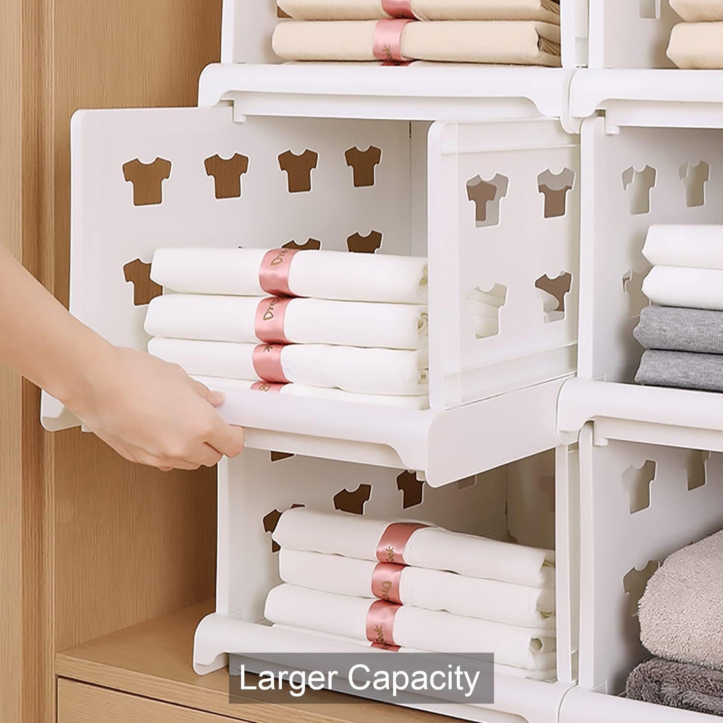 Wukusy 4-layer stackable storage cart with foldable drawers, ideal for organizing clothes, pantry, or bathroom essentials.