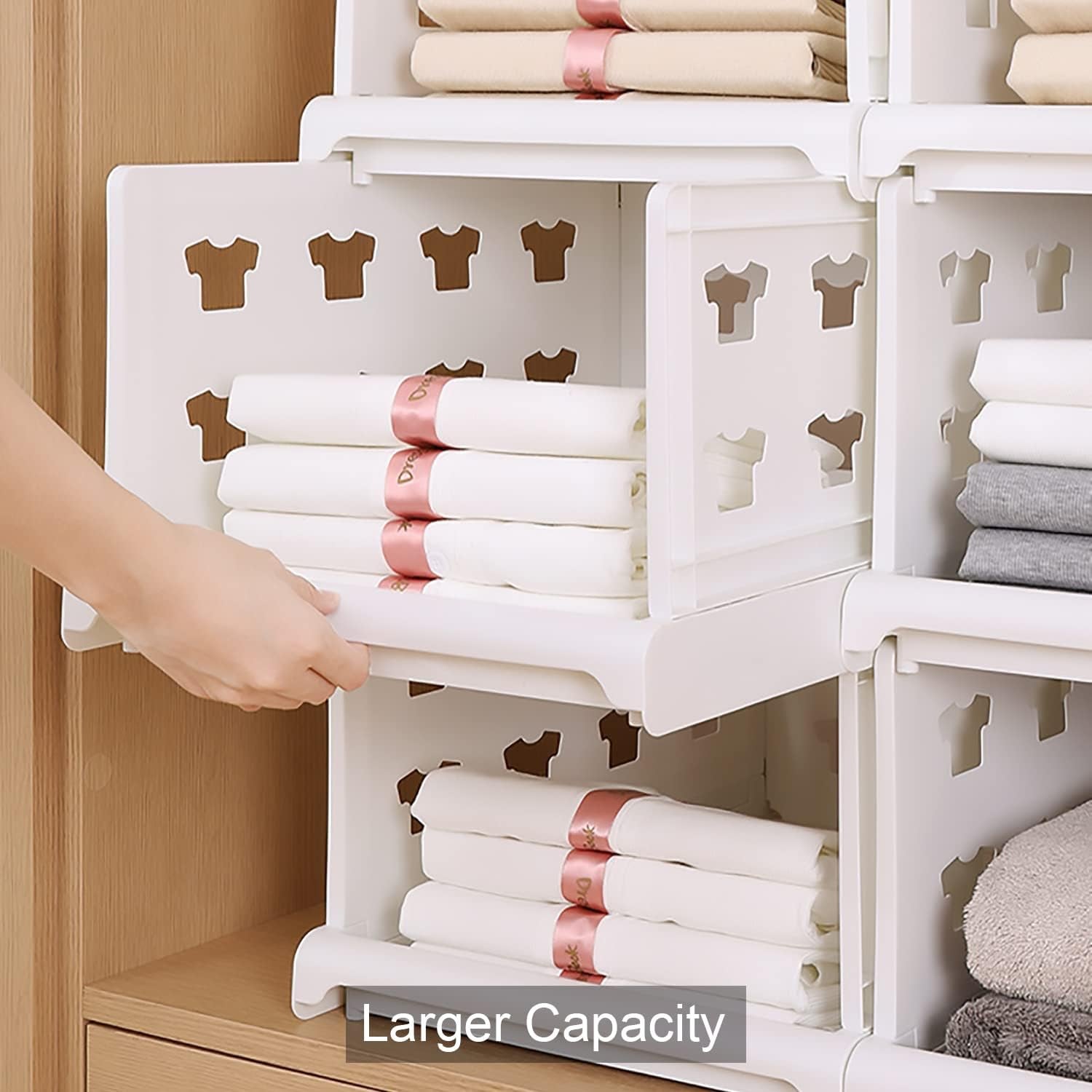 Wukusy 4-layer stackable storage cart with foldable drawers, ideal for organizing clothes, pantry, or bathroom essentials.