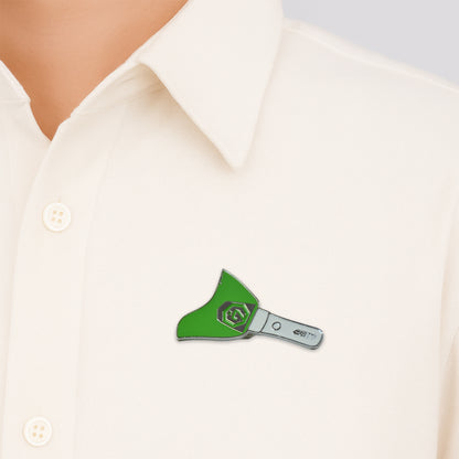 Wukusy stylish metal badge pin with a random office-themed design, single piece visible with intricate detailing.