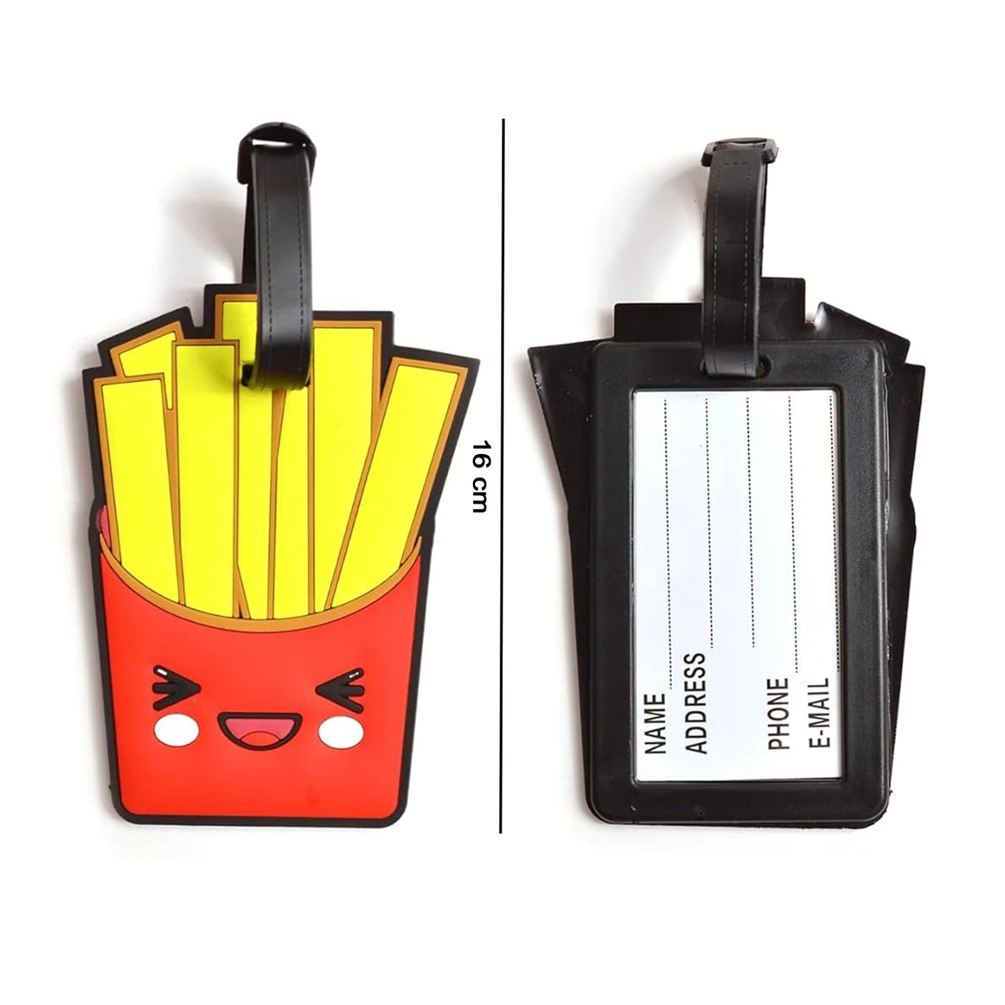 Wukusy cute French fries design travel luggage bag tag with colorful, playful French fries illustration for easy identification.
