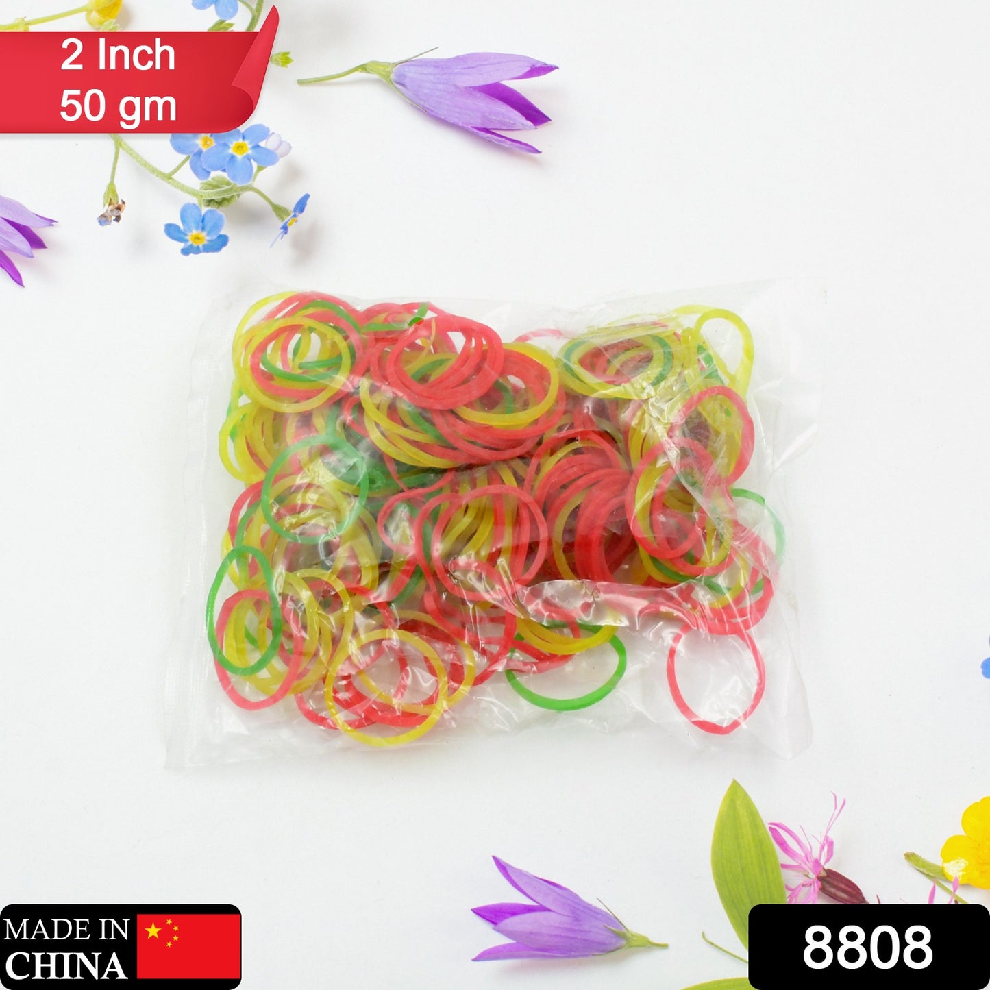 Multicolor elastic rubber bands by Wukusy, reusable nylon stretch bands for office, kitchen, and stationery use.