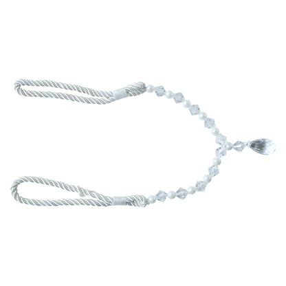 Luxury crystal and pearl beaded curtain tieback by Wukusy, featuring elegant beads and intricate design for decorative window accents.