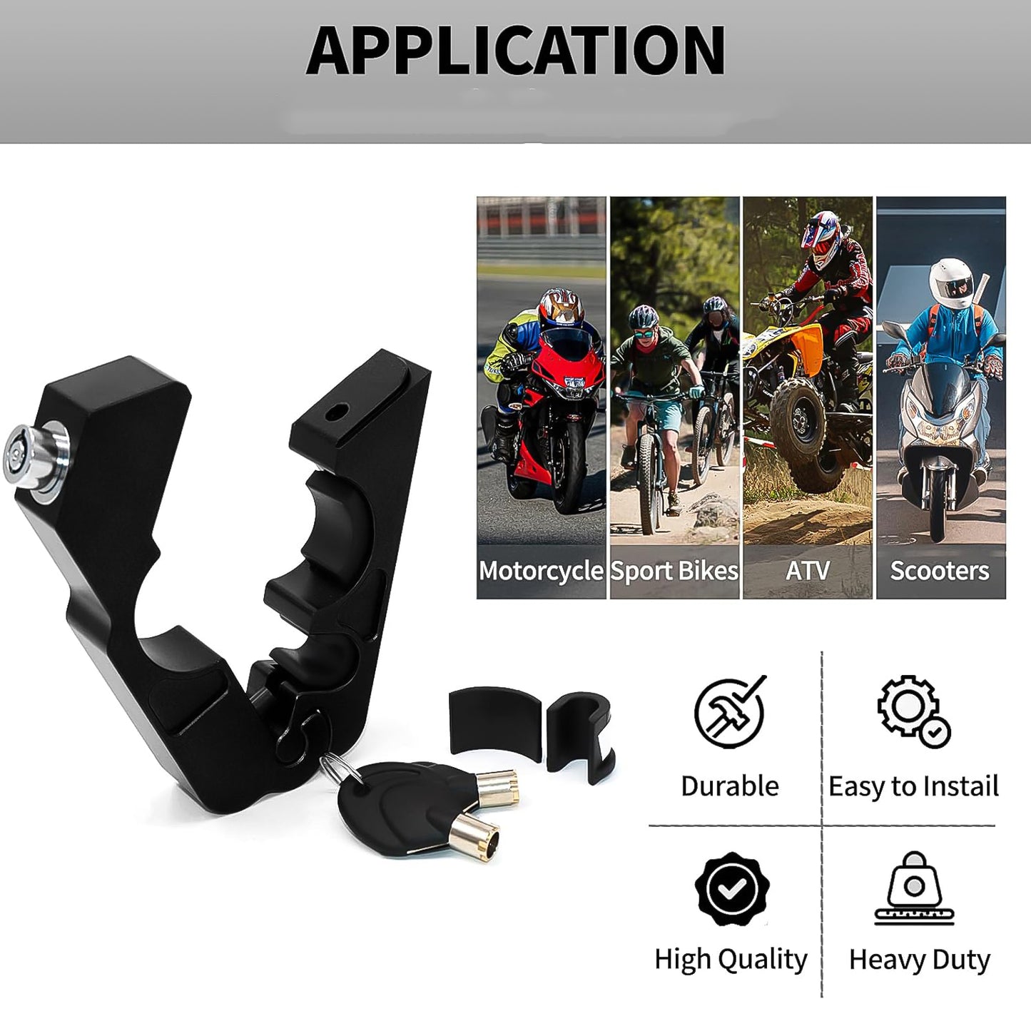 Wukusy motorcycle grip lock on handlebar for security, featuring a universal throttle grip lock for motorcycles.