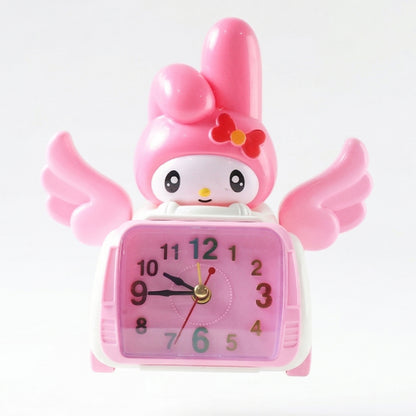 Pink cartoon bunny-shaped Wukusy alarm clock with car style design, featuring a cute bunny face and digital display.
