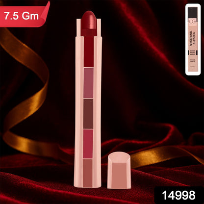Wukusy Og Beauty 5-in-1 Sensational Lipstick in 7.5g with colorful shades and sleek packaging for versatile lip makeup.