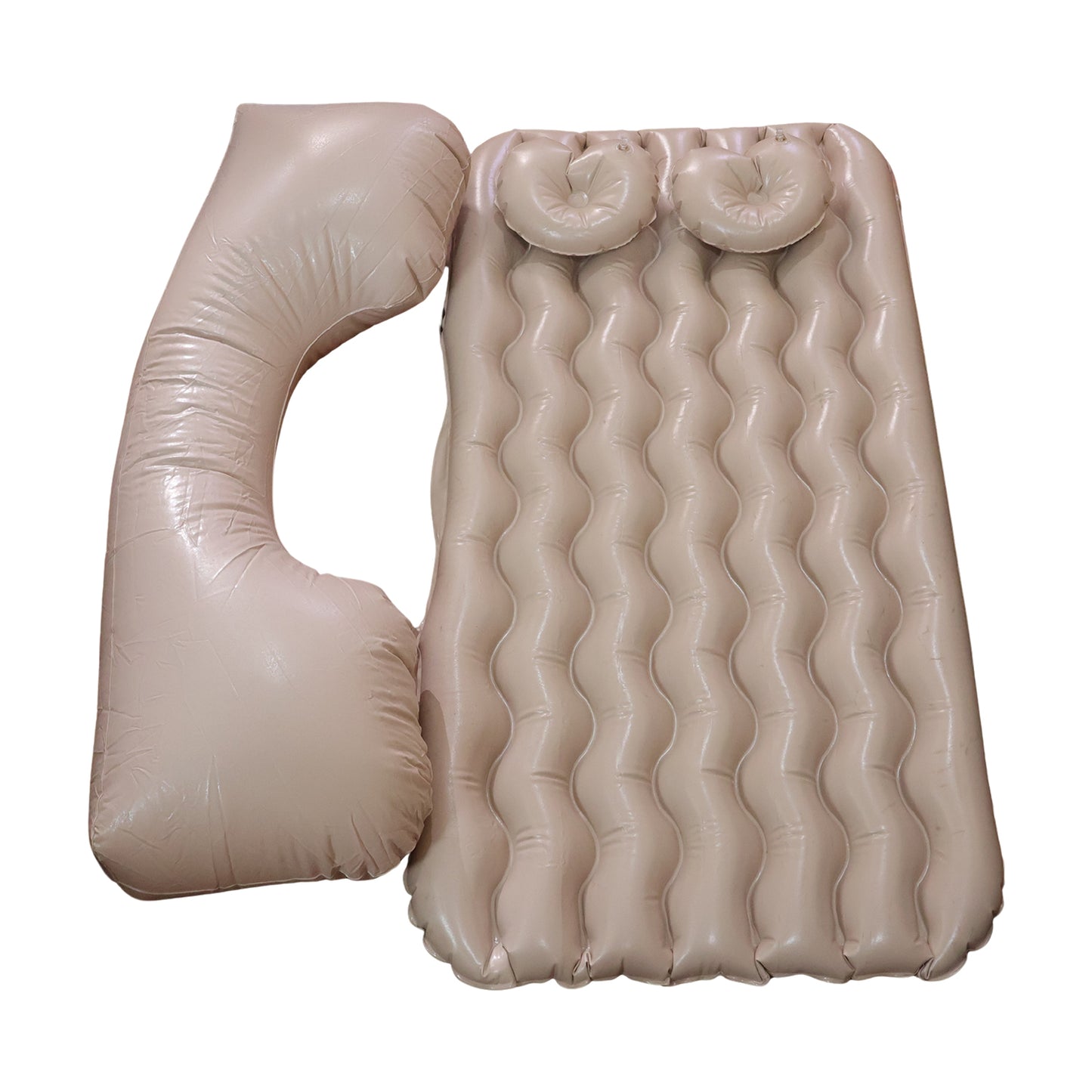 Wukusy car air mattress bed set with inflatable pillows and air pump, ideal for comfortable travel sleeping in vehicles.
