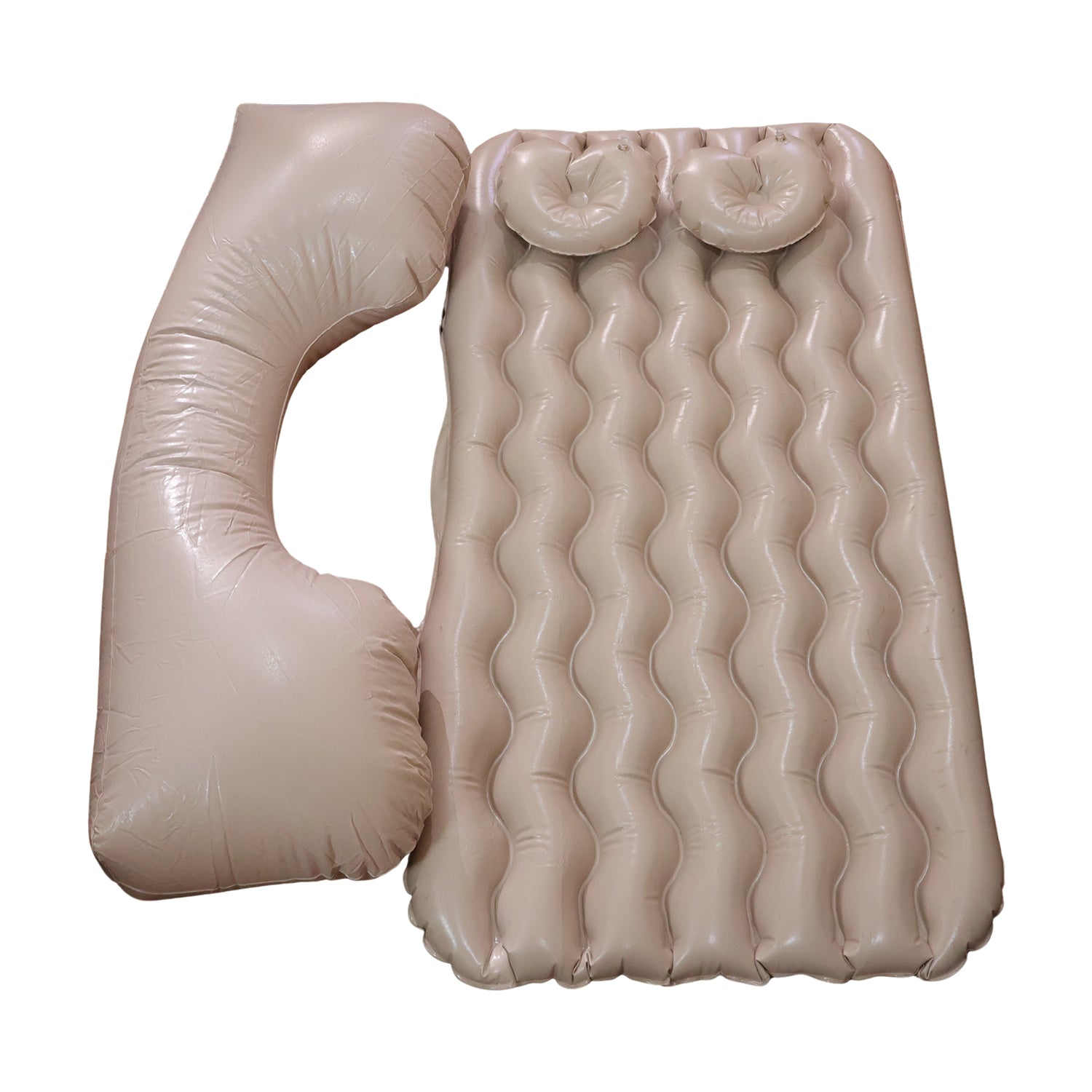 Wukusy car air mattress bed set with inflatable pillows and air pump, ideal for comfortable travel sleeping in vehicles.