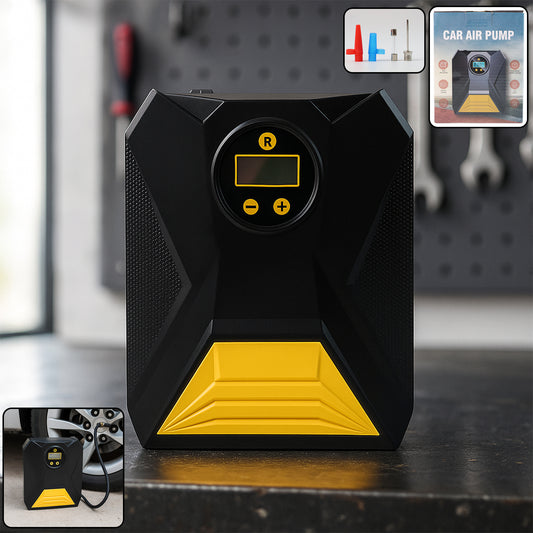 Wukusy mini digital portable car tyre air compressor for automotive use, compact device with digital pressure display