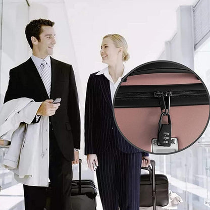 Wukusy Secure 3-digit combination travel lock attached to a luggage zipper for theft protection and secure travel.