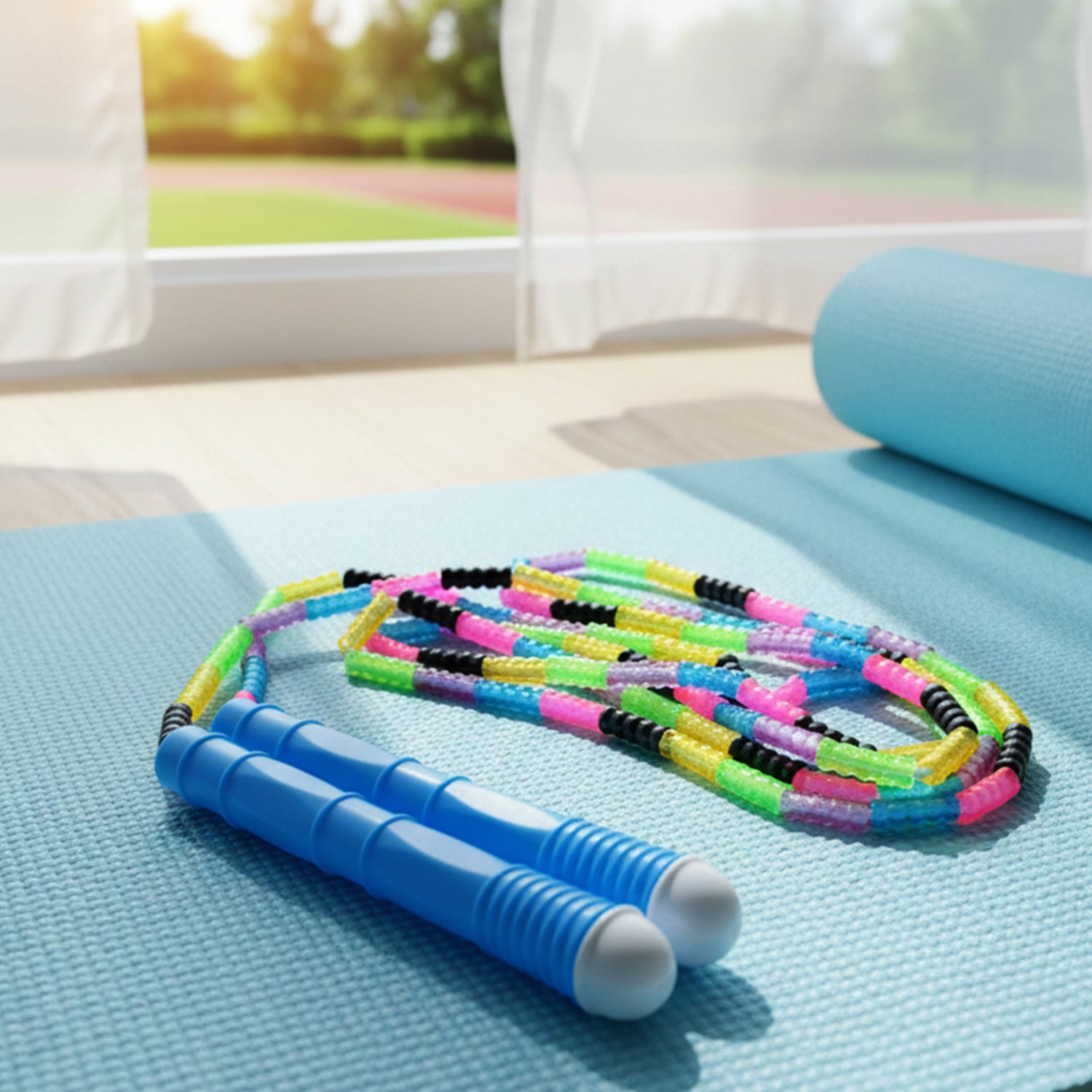 Wukusy fitness skipping rope set with adjustable handles and durable cable for cardio workout and skipping exercises.