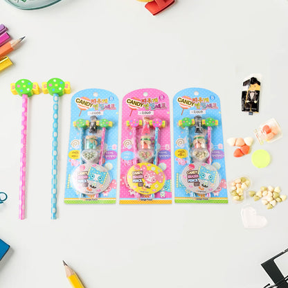 Wukusy fun candy design pencil set with colorful accessories for office use, featuring mix design and playful motifs.