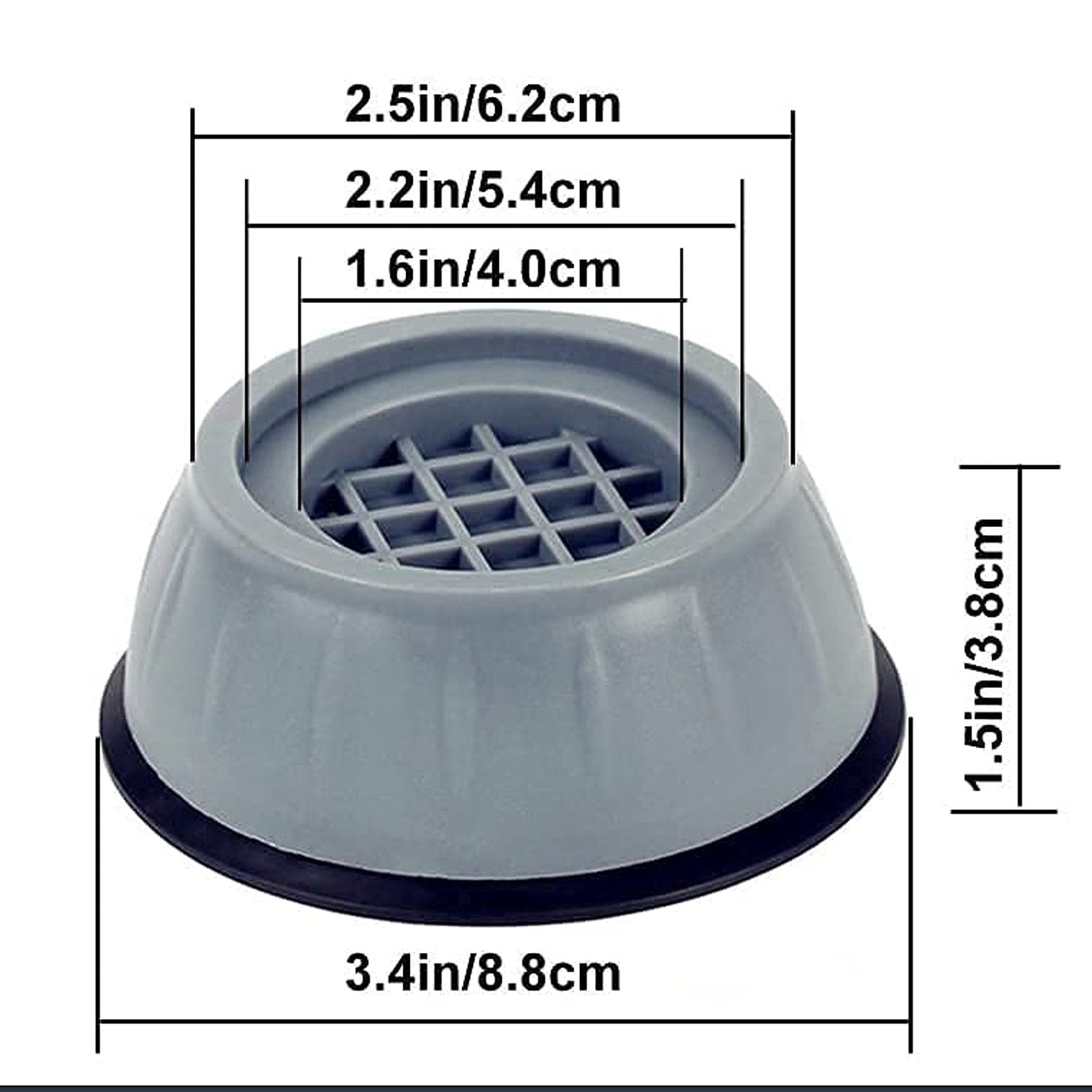 Wukusy 1769 anti-vibration pads with suction cup feet for home improvement, showing black rubber pads attached to surfaces.