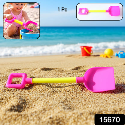 Kids beach sand shovel toy by Wukusy, featuring a colorful plastic design perfect for children’s outdoor play at the beach.