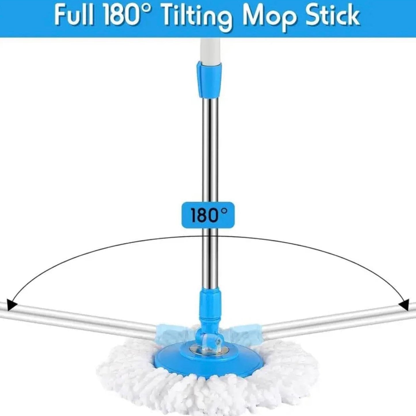 Wukusy 360-degree rotating spin mop set with ergonomic handle and microfiber cleaning pad for efficient floor cleaning.