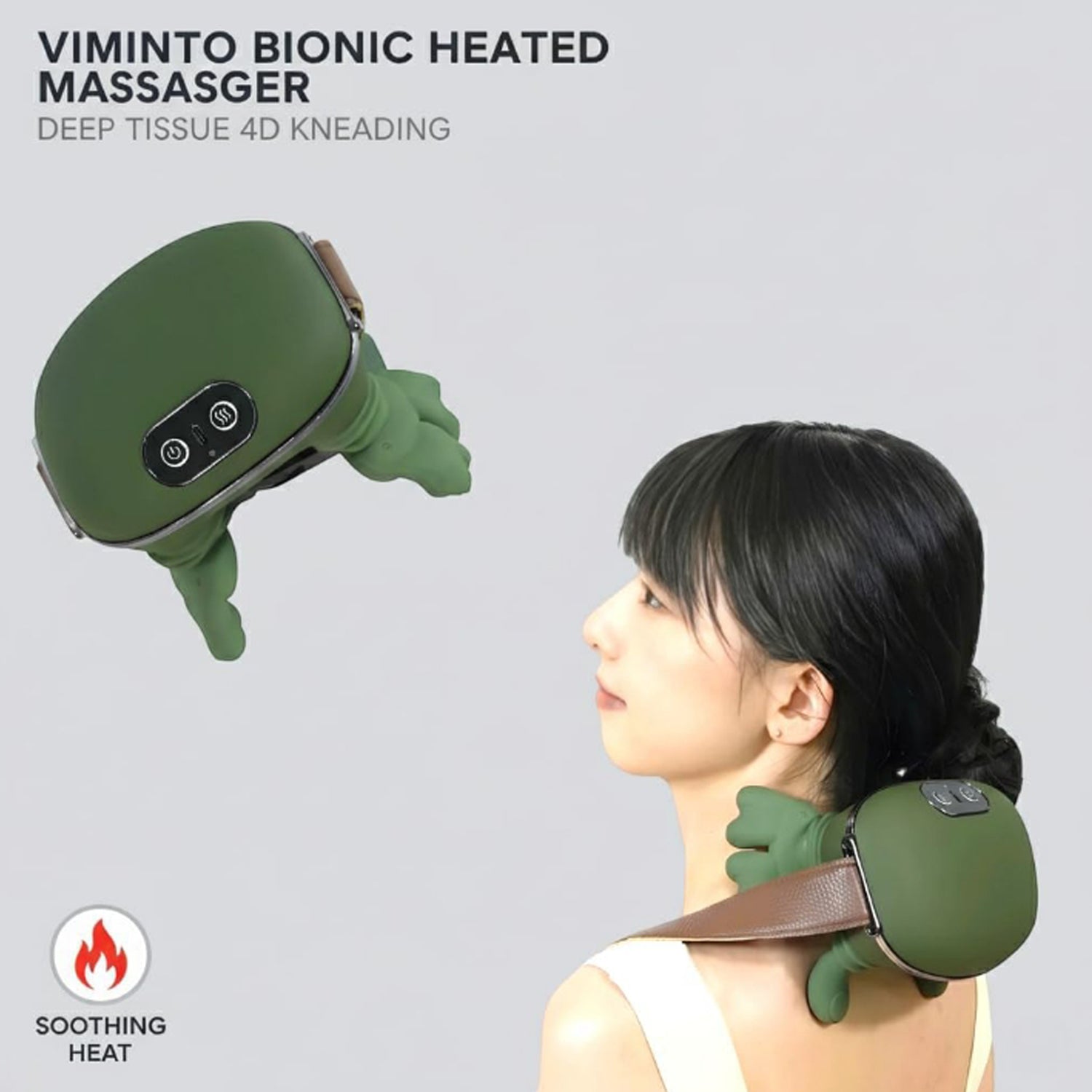 Wukusy long rechargeable kneading neck and shoulder massager with ergonomic design and multiple massage nodes for relaxation.