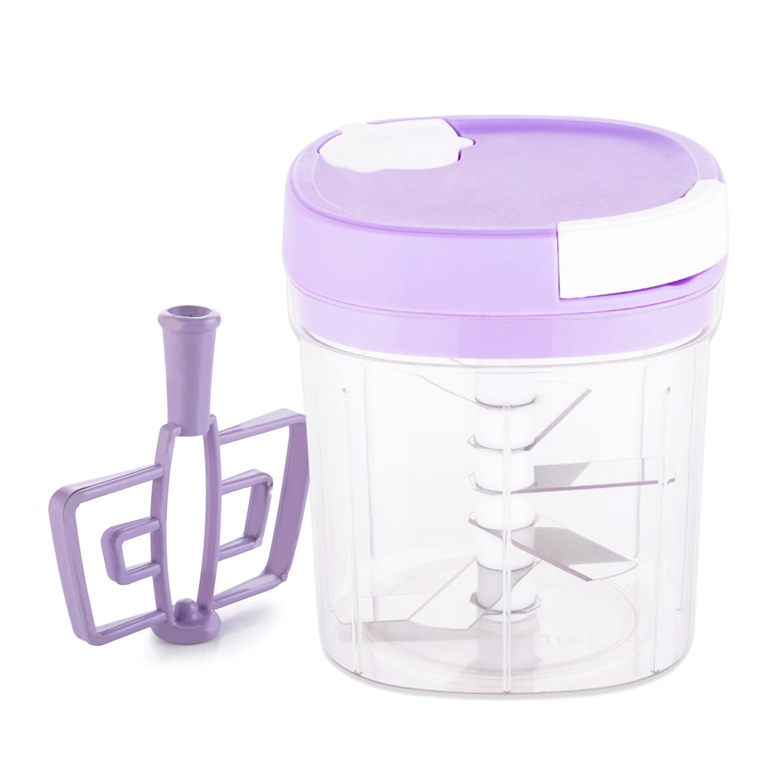 Wukusy 2-in-1 Handy Chopper and Slicer for fruits, vegetables, cheese; compact kitchen tool for chopping and slicing.