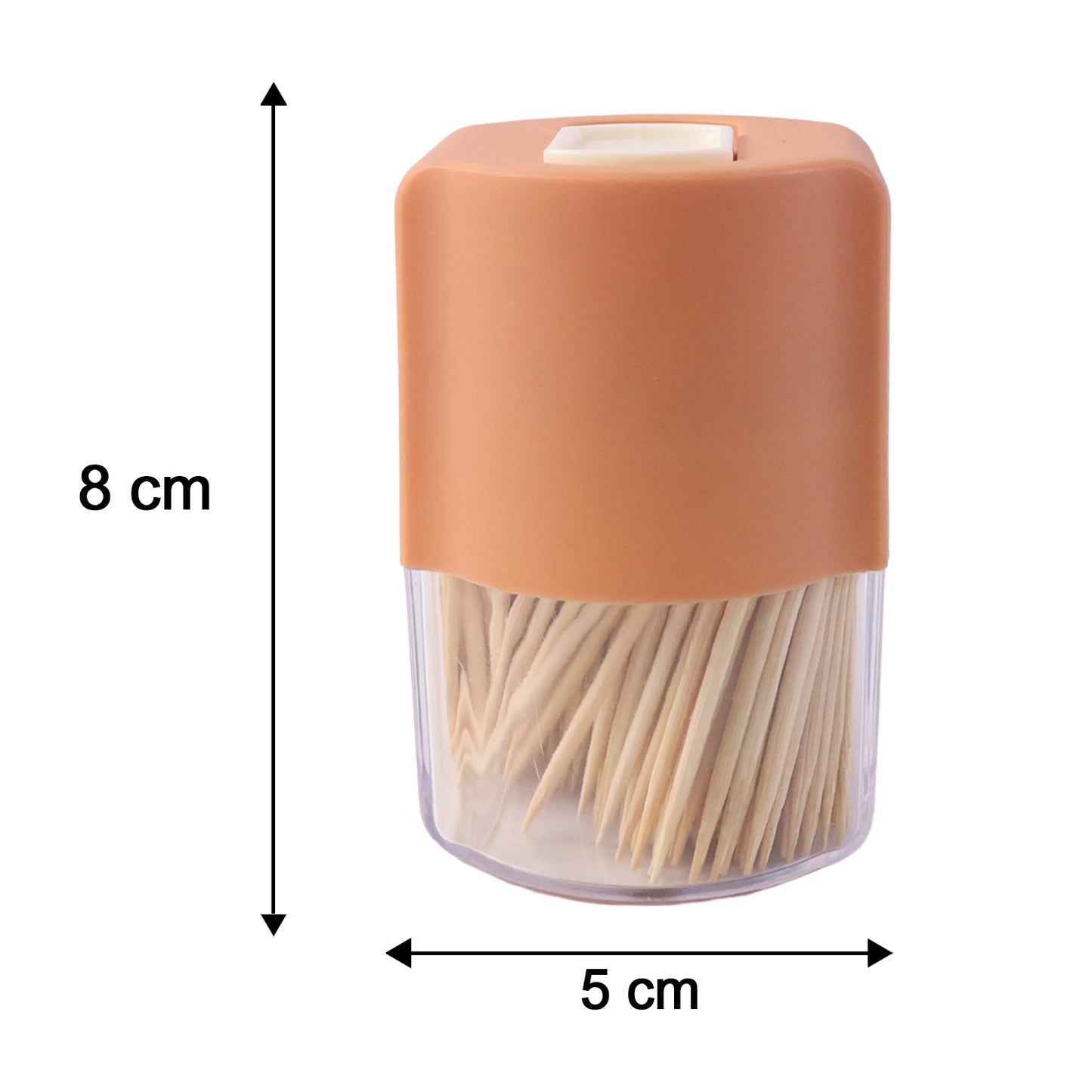 Wukusy automatic toothpick dispenser box set with pop-up holder, designed for dining tables, visible with toothpicks inside.