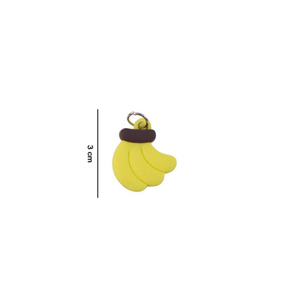 Set of 10 Wukusy banana shape bag charm keychains featuring cute, colorful banana designs on key rings.