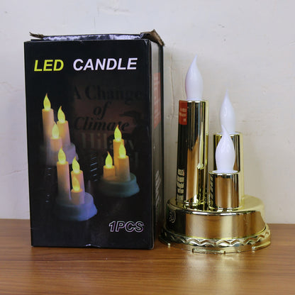 Wukusy LED flameless candle lamp with triple candle design, ideal for home decor, featuring warm ambient lighting.