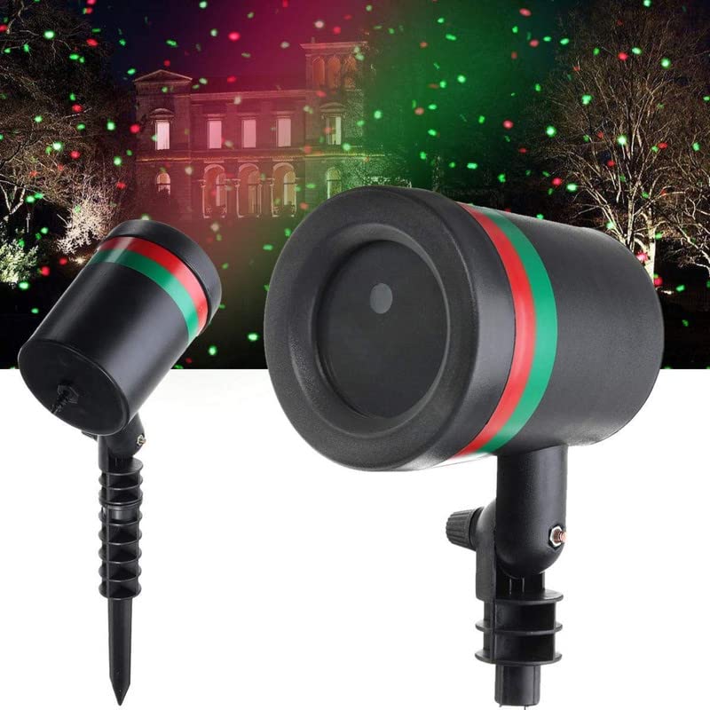 Wukusy 7350 Star Fairy Motion Laser Lights projector displaying multicolored star patterns on a garden lawn for outdoor decor
