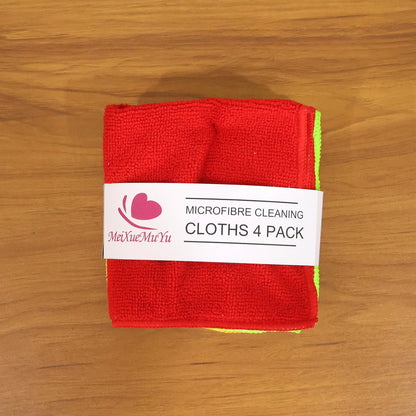 Wukusy microfiber cleaning cloths 4-piece set, versatile cleaning towels and napkins, soft and absorbent for household use