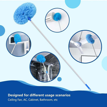 Wukusy premium extendable round cleaning duster, 83.5 cm, with soft microfiber head for dusting and cleaning around the home.