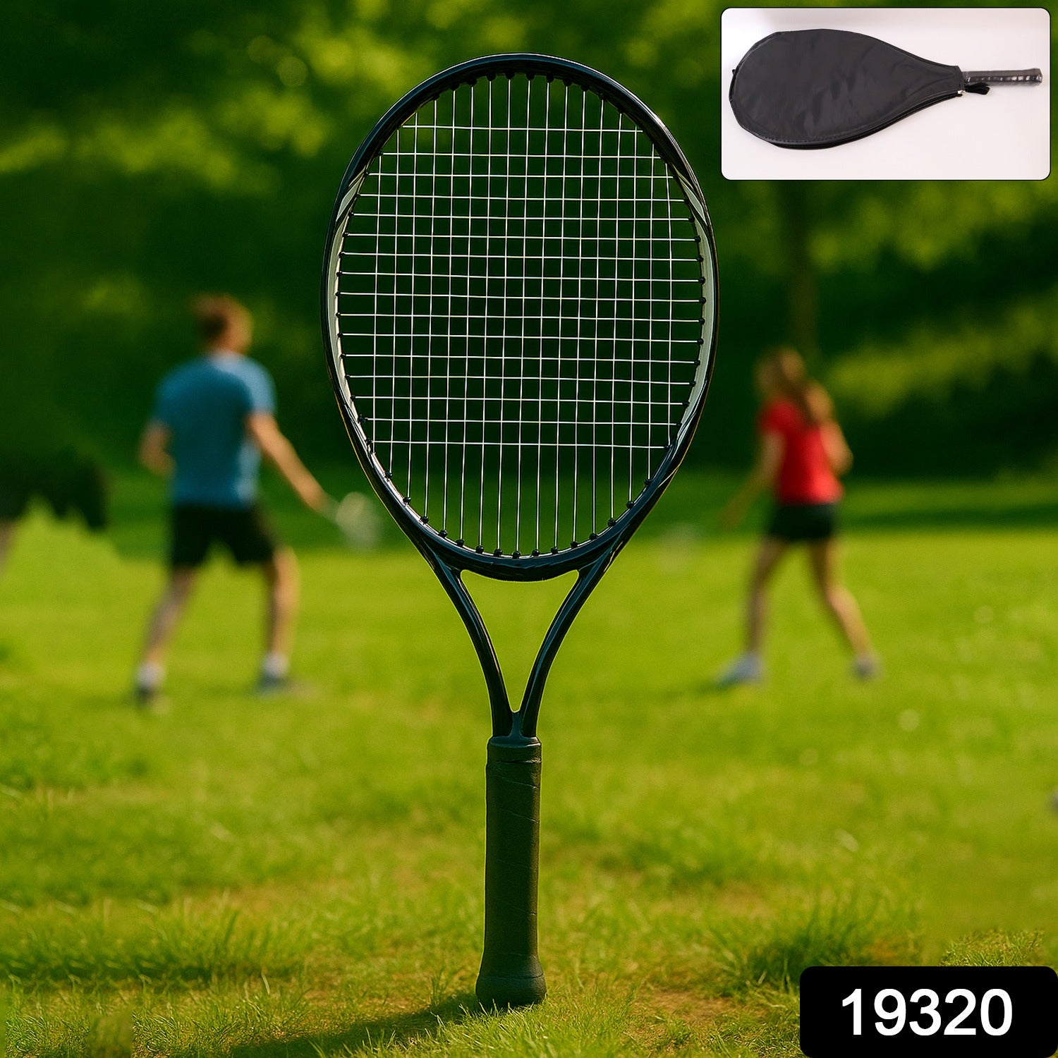 Wukusy Konex lightweight tennis racket with full cover, showing the racket's frame, strings, and protective cover in a close-up shot.