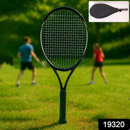 Wukusy Konex lightweight tennis racket with full cover, showing the racket's frame, strings, and protective cover in a close-up shot.