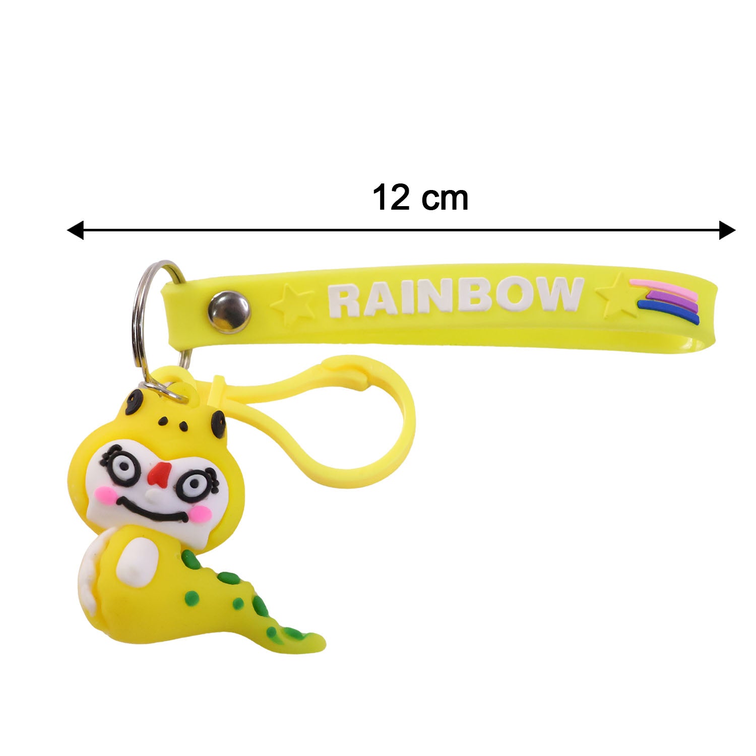 Cute cartoon dinosaur keychain from Wukusy, featuring a colorful, detailed dinosaur design on a small keyring.