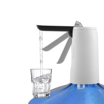 Wukusy electric water dispenser pump for home use, compact and easy to operate, shown in a close-up image on a kitchen countertop.