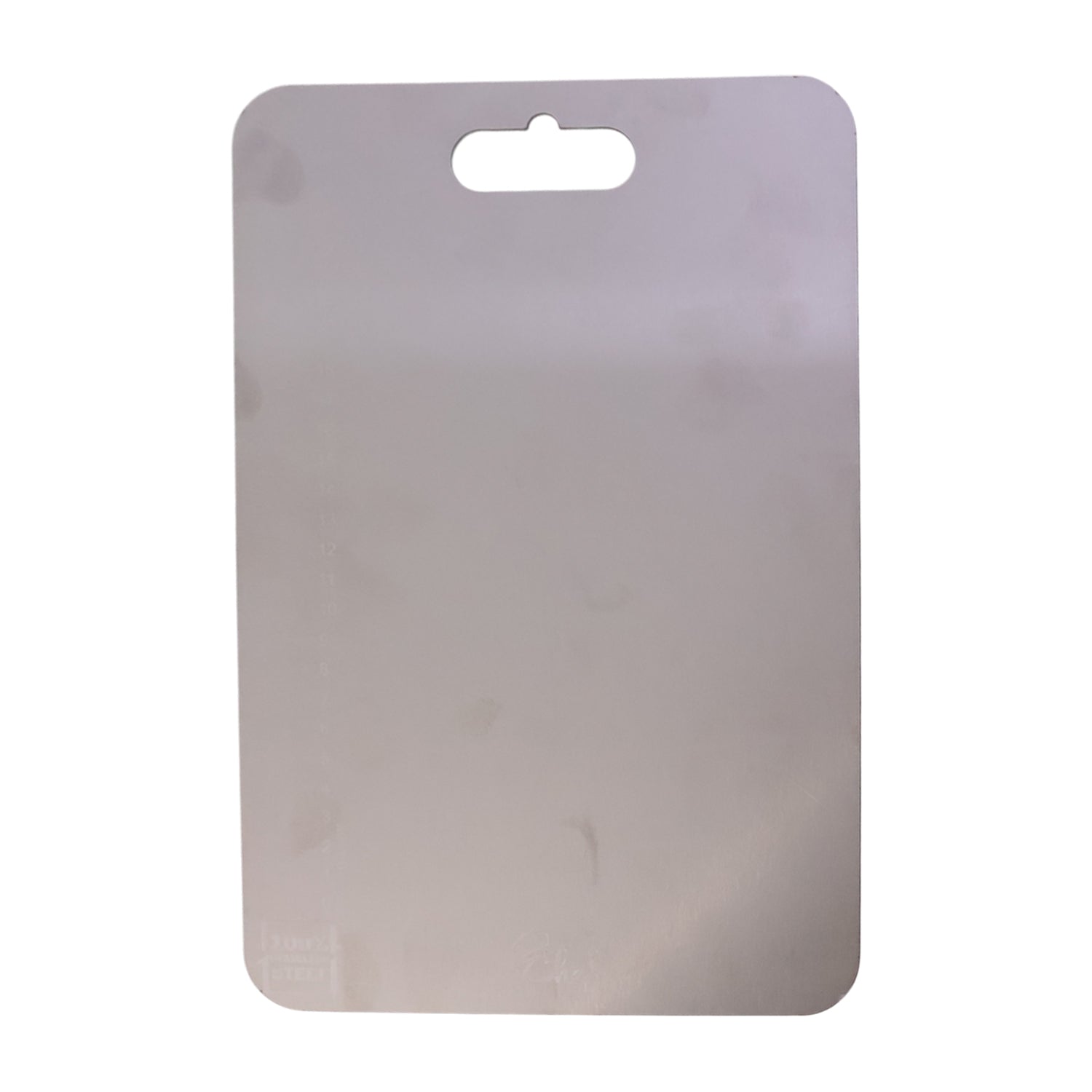 Large stainless steel chopping cutting board from Wukusy, with a smooth reflective surface and sturdy edges for food prep.