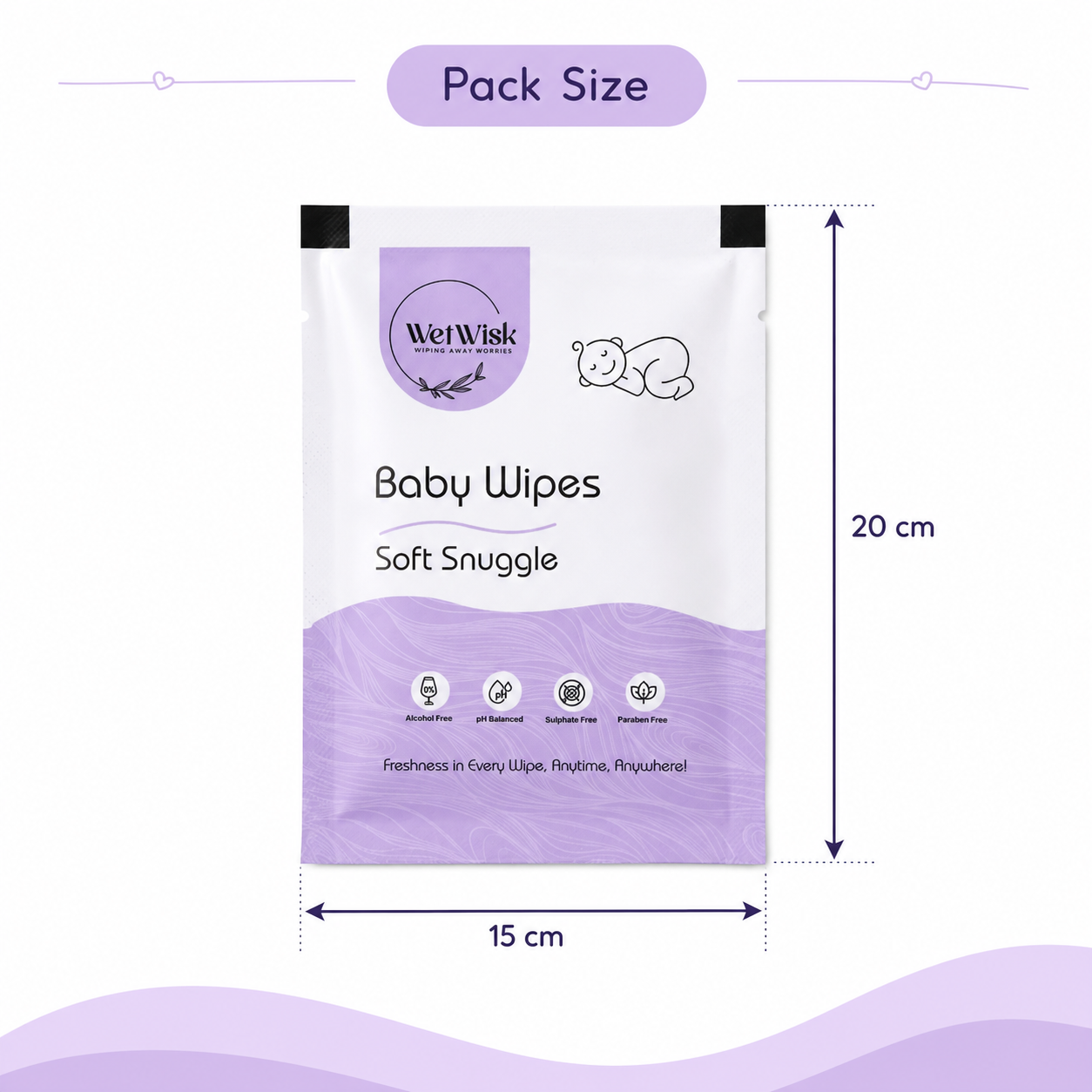 Soft Snuggles Baby Wet Wipes by Wukusy, gentle and soft for cleansing babies and kids, shown in a single package.