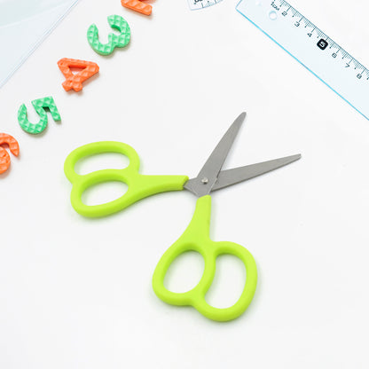 Wukusy stainless steel double grip scissors with comfort handle, used for paper, crafts, photos, and general office tasks.