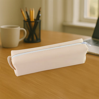 Slim PU leather pencil pouch from Wukusy, designed for office use, with a sleek black finish and compact storage for pens and stationery.