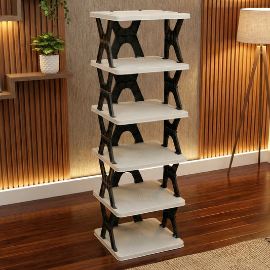 Wukusy 6-layer rectangle shoe rack stand with multiple tiers for organized shoe storage and easy access