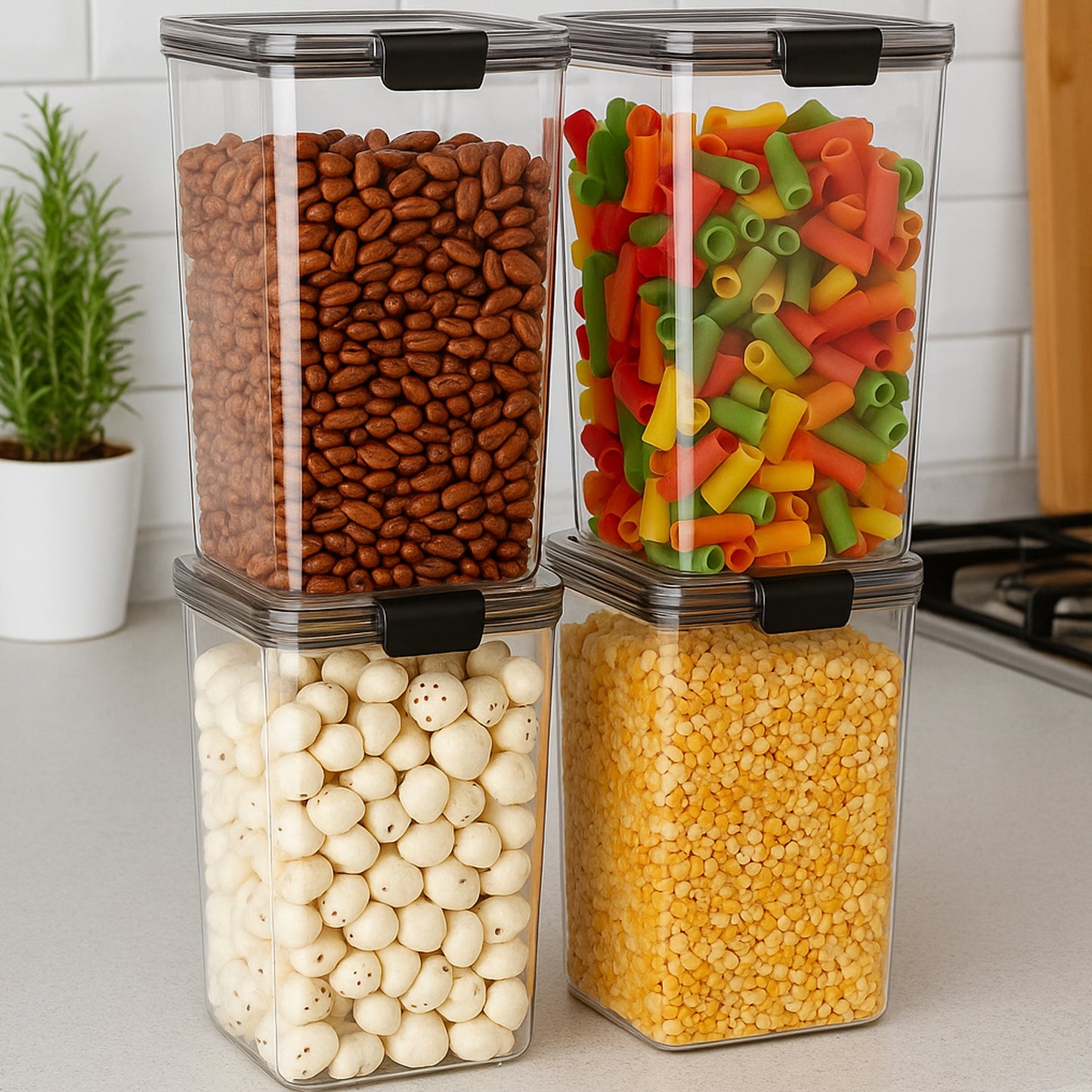 Wukusy 1700ml airtight plastic storage container for kitchen organization, featuring a secure locking lid for freshness and storage.