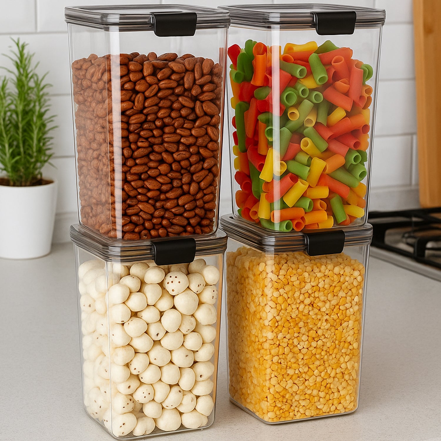 Wukusy 1700ml airtight plastic storage container for kitchen organization, featuring a secure locking lid for freshness and storage.