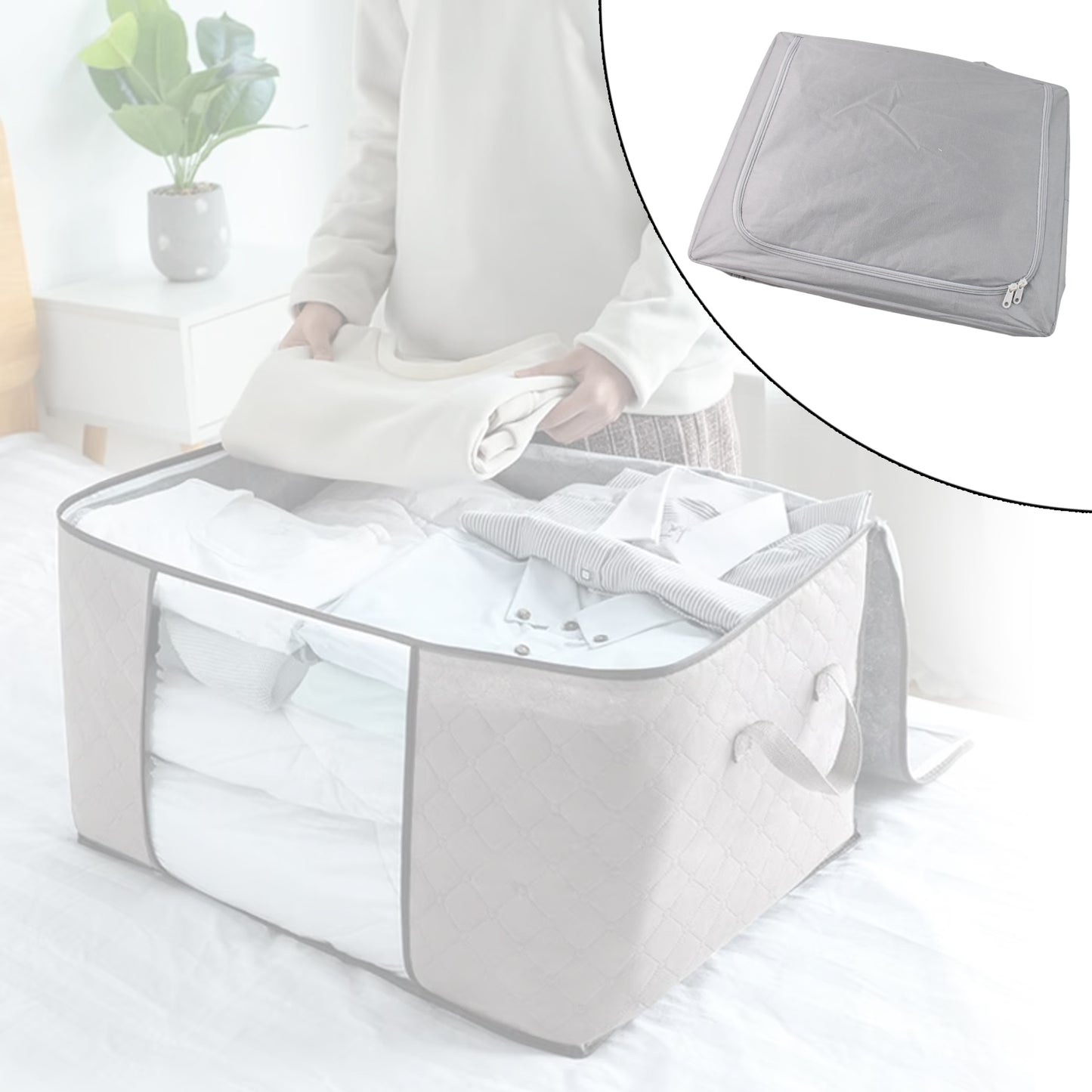 Wukusy storage box with lid and transparent window, 50x40 cm, plastic container for organizing household items.